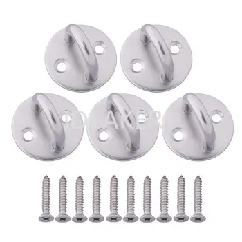 

5PCS 304 Stainless Steel M8 Ring Round Sail Shade Pad Eye Plate Boat Rigging