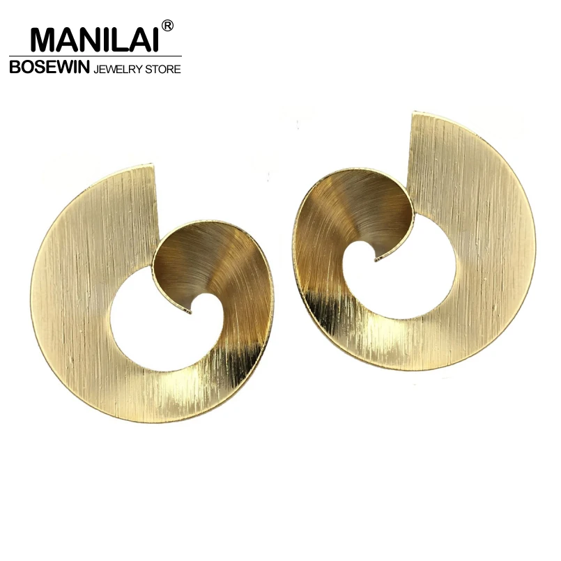 

MANILAI Fashion Alloy Vortex Stud Earring For Women Statement Earrings Accessories Gifts Golden Silver Color geometric Jewelry