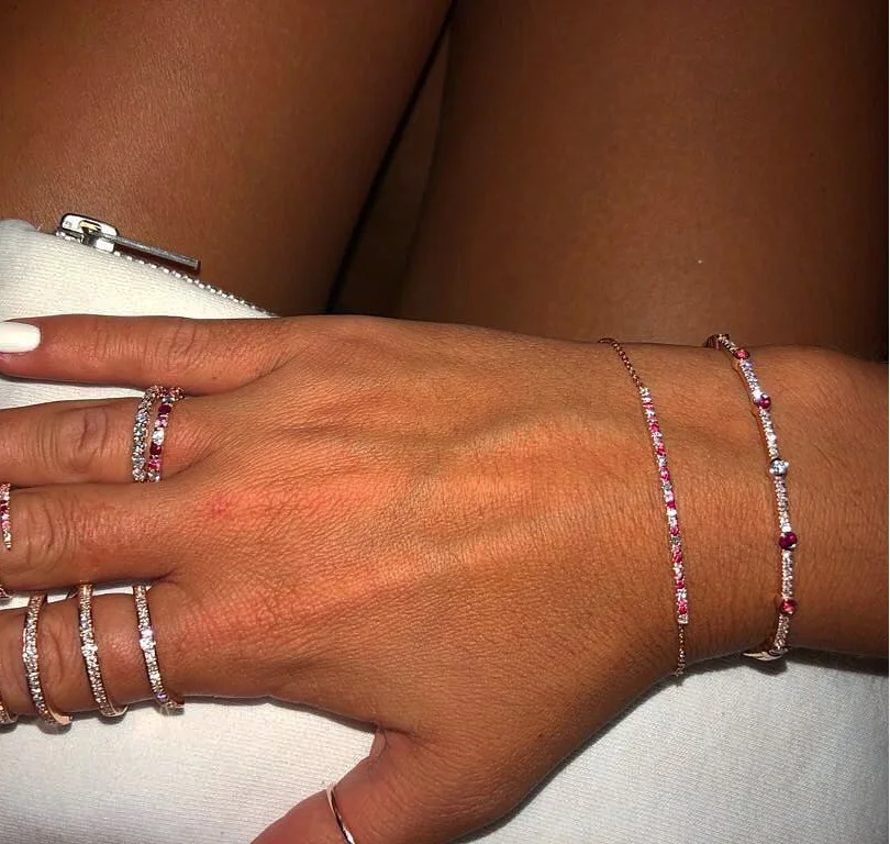 

17-18cm red white cubic zirconia bangle bracelet for women 2019 classic cz bangles