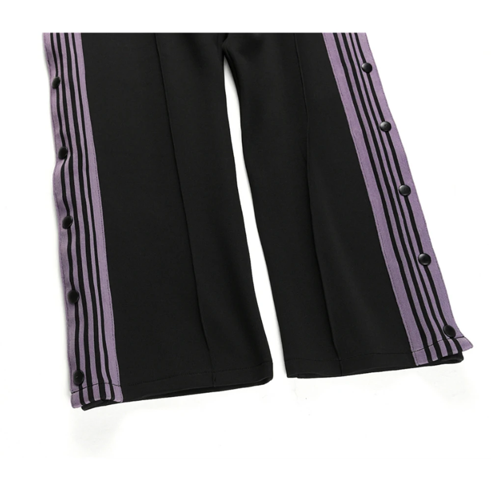 Свободные фиолетовые спортивные штаны в полоску, в стиле хип-хоп, с открытыми боками, с застежкой, спортивные штаны с вышивкой в виде бабочки