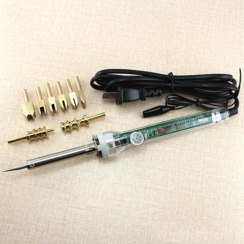 Leather Pure Brass Solder Soldering Iron Tip to Burn the Edge Decorate Handmade Leather Pyrography Tools Kit Electric