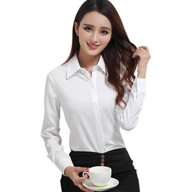 Aliexpress.com : Buy Women Long Sleeve White Shirt Office Lady Lapel ...