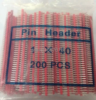 

Free shipping 200pcs/lot 2.54mm Red Single Row Male 1X40 Pin Header Strip Gold-plated