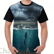 Футболка Подводная охота Мужская забавная футболка с принтом женские топы футболки с коротким рукавом повседневные футболки