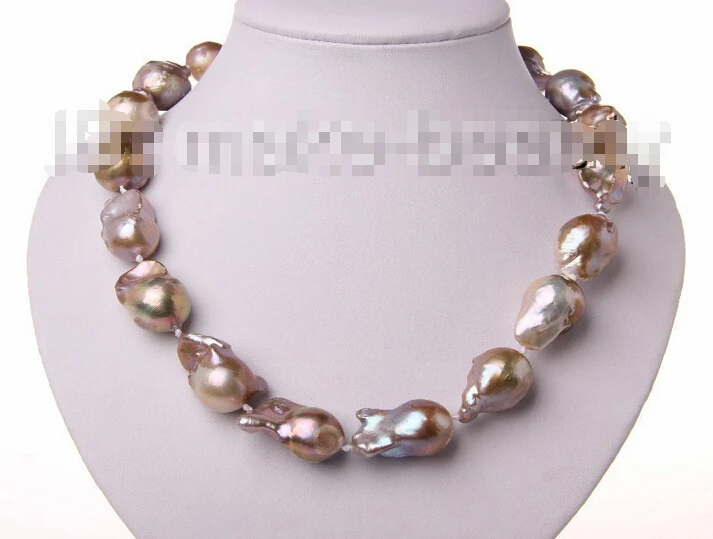 

Free shipping stunning big 30mm baroque purple keshi reborn freshwater pearl necklace h1286