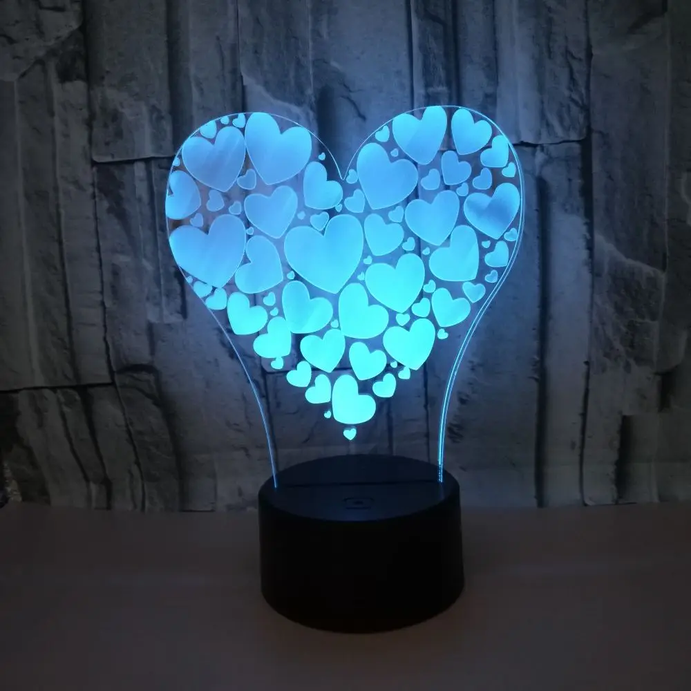 

Valentine's Day Gifts Love 3d Night Light Usb Power Colorful Touch Led Visual 3d Light Fixtures Usb Led Kids Lamp