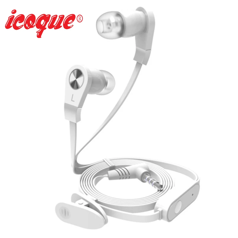 Icoque In ear Наушники С ПЛОСКИМ КАБЕЛЕМ бас гарнитура для Samsung Xiami мобильный телефон MP3