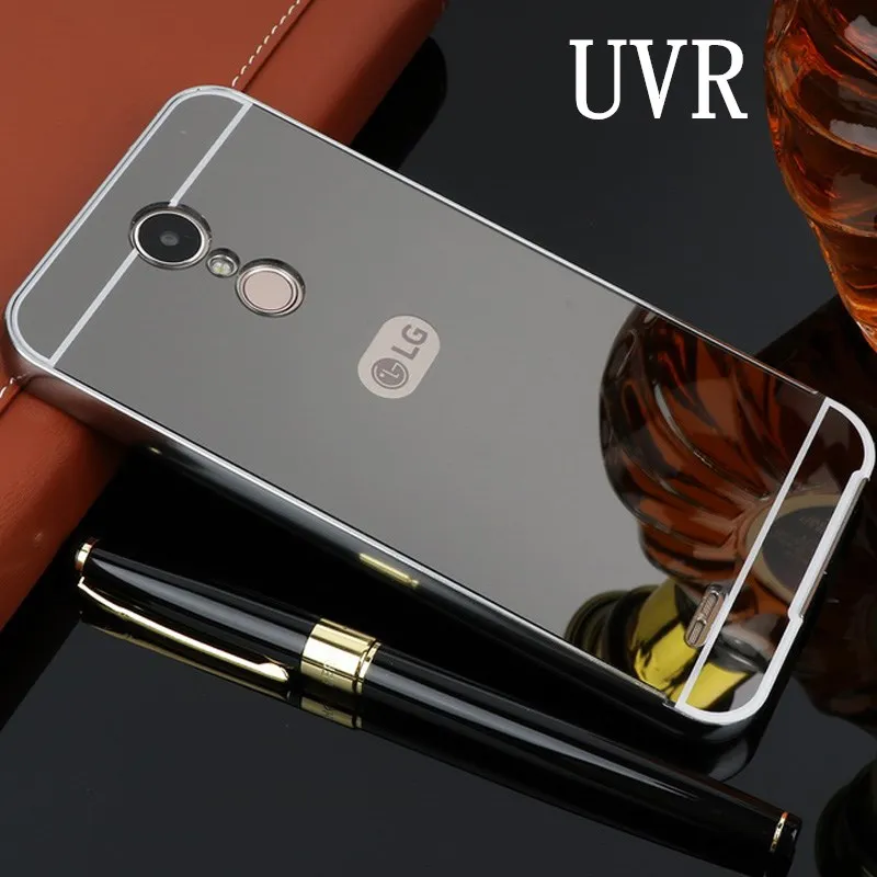 

UVR For LG K10 2017 Case Mirror Aluminum Metal Bumper Acrylic PC Back Cover For LG K10 2017 Phone Cases Plating Cases Fundas
