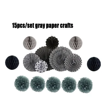 

15pcs/set Mix Size Paper Fan Honeycomb Pom Celebration Decoration Pink/Red/Blue/Yellow For Baby Shower Party Wedding