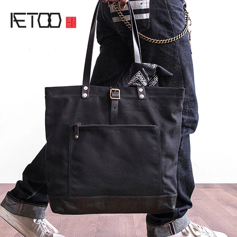 AETOO винтажная холщовая ручная сумка мужская и женская универсальная посылка Большая вместительная сумка на плечо