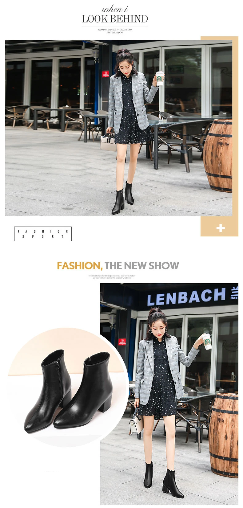 RQFF Brand Winter Boots Women With Box Big size 34-43 Shoes Woman 6CM Heel Ankle Boot Female Footwear Gold Leather Ladies Shoe (4)