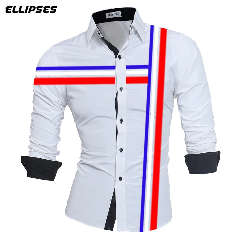 

Hot Men Shirt Brand Shirts Men Casual Jeans Shirt New Arrival Flag Design Long Sleeve Casual Slim Fit Male Shirts Mens Shirts