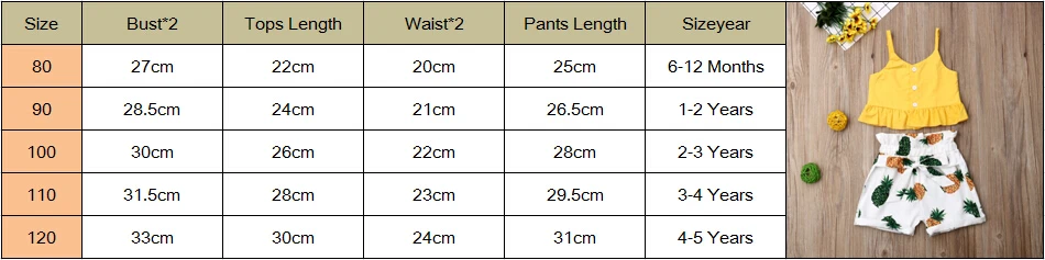 Летняя одежда для маленьких девочек коллекция года, новые брендовые комплекты одежды для девочек с тонким ремешком и бантом в виде ананаса топы+ шорты, От 6 месяцев до 5 лет, 80-120