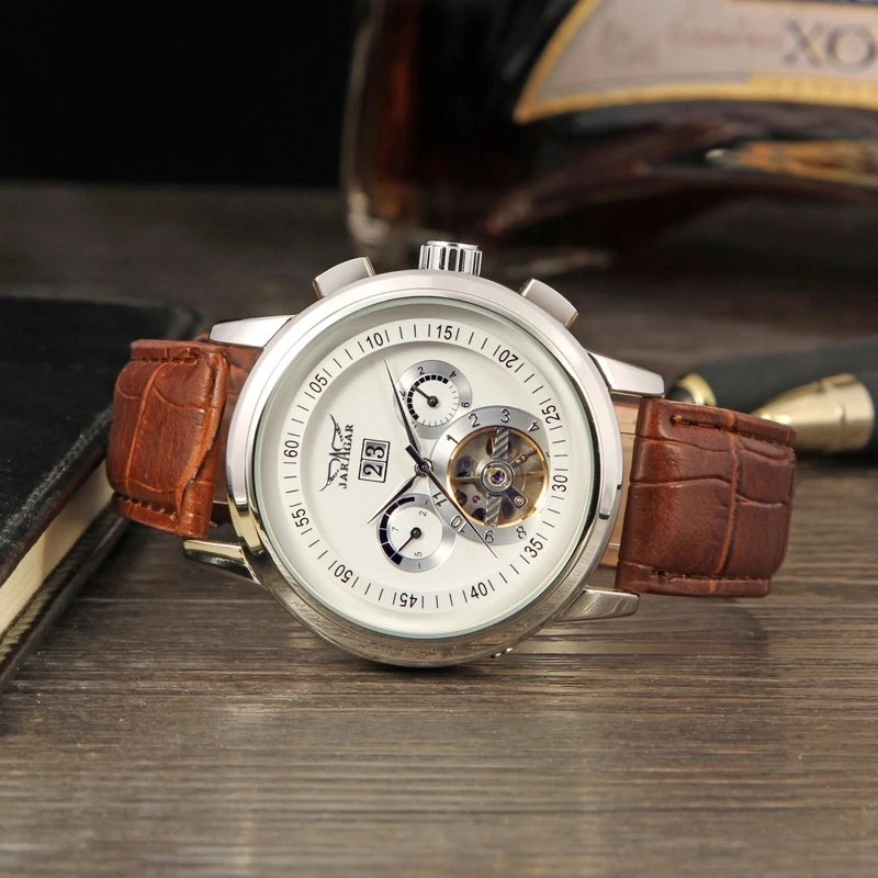 Женские Механические автоматические часы скелетоны Tourbillion роскошные деловые