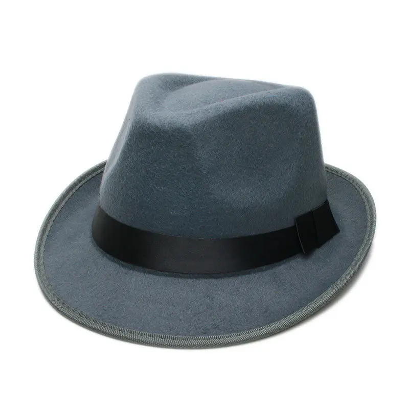 LUCKYLIANJI ретро жесткий фетр для женщин мужчин складной широкими полями Billycock топ шляпа Боулер Дерби Джаз Fedora панама повседневные шляпы(Размер: 57 см - Цвет: Серый