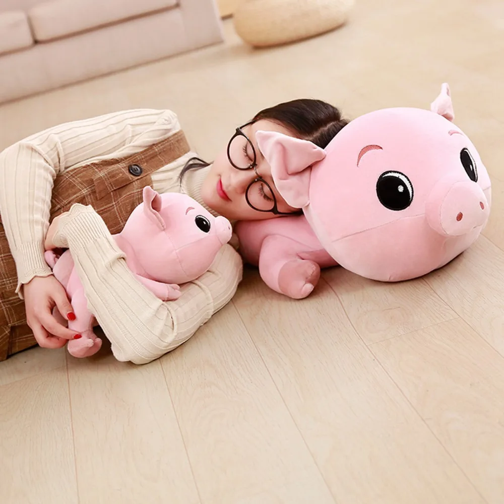 Cute Cartoon Piggy Plush Toy Soft Stuffed Big Eyes Pig Baby Accompany Nap Pillow 