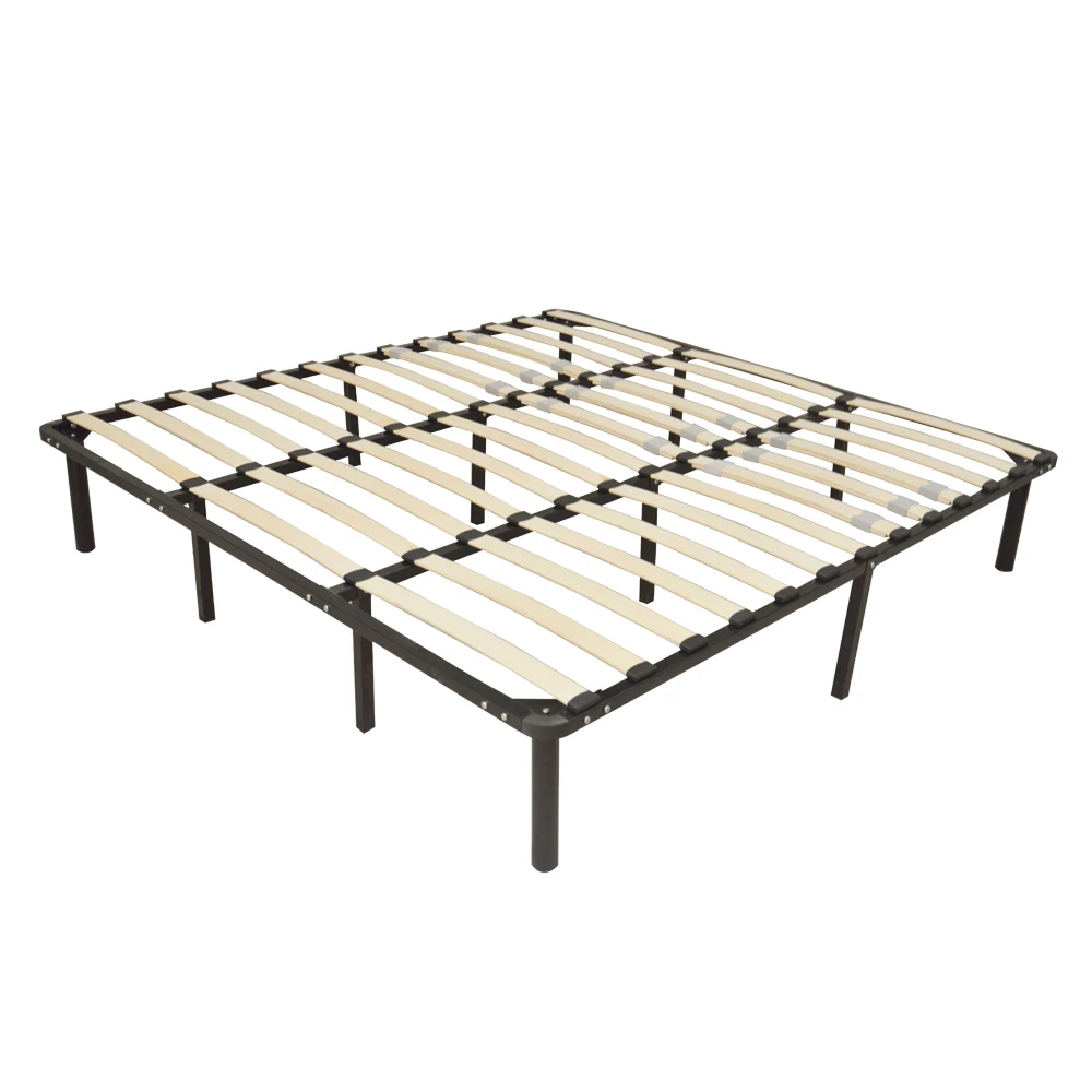 King Size Metal Iron Bed with Wooden Slat Black Dropshipping King Size Metal Iron Bed with Wooden Slat Black Dropshipping