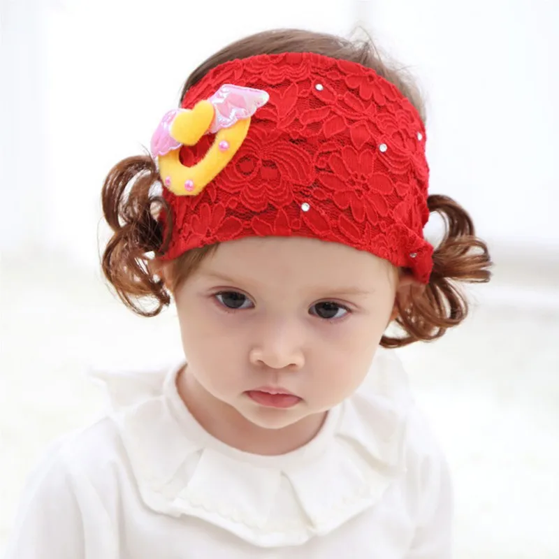 

Fashion Baby Girl Hair Aaccessories Cute Girls Lace Design Wig Headband Headwear Apparel Photography Prop Party Gift A