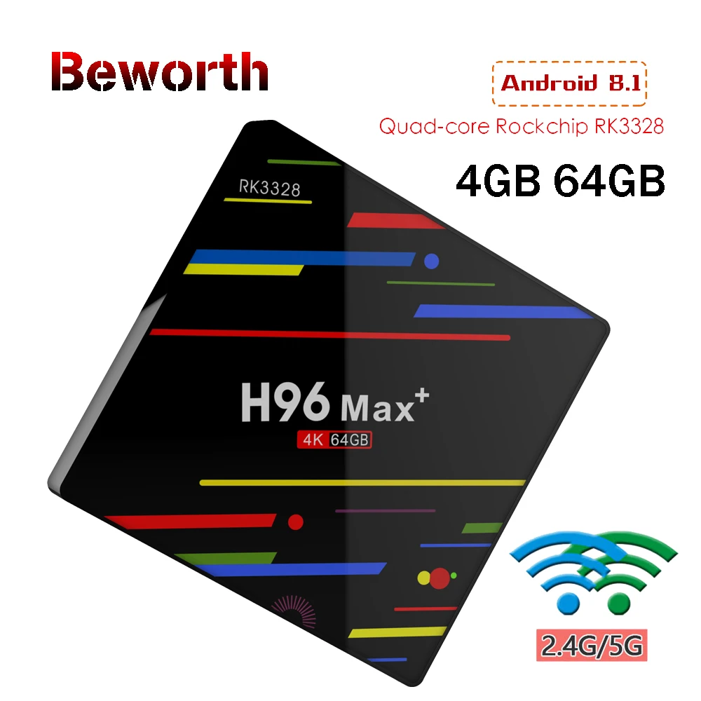 

H96 MAX+ Smart TV Box Android 8.1 RK3328 4GB 64GB Set Top Box HDR10 USB3.0 2.4G/5G WiFi 4K H.265 HD Smart Media Player