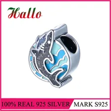Стерлингового серебра 925 животного Акула Подвески эмалевые Бусины Подходят бренд Шарм серебро 925 браслет Изготовление бусин и ювелирных изделий