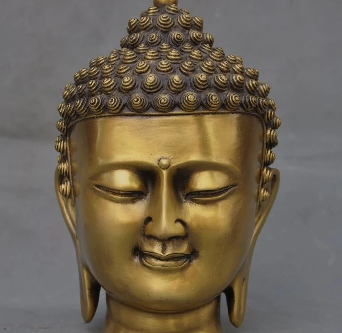 

8" Tibet Buddhism Bronze Sakyamuni Shakyamuni Tathagata Rulai Buddha Head Statue