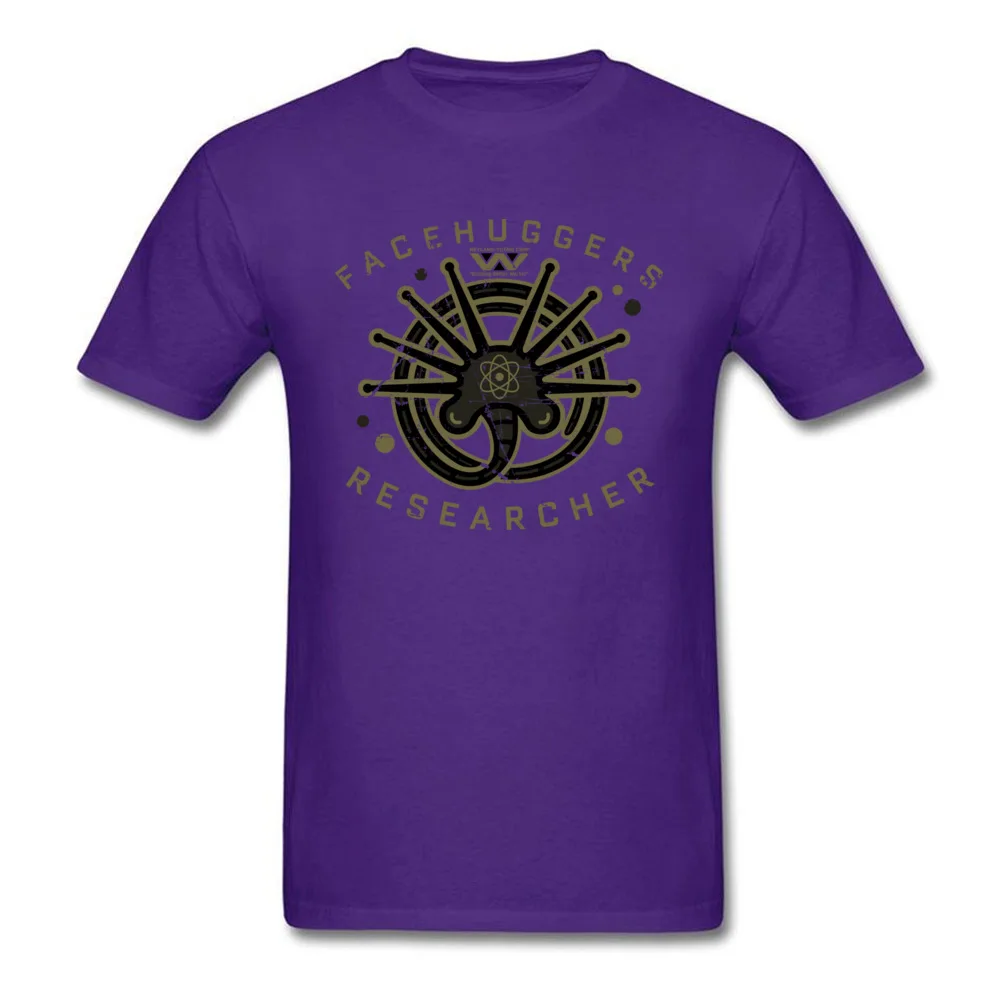 Custom Facehuggers Researcher O Neck T Shirts Summer Autumn Tees Short Sleeve for Men Latest 100% Cotton Normal T-Shirt Facehuggers Researcher purple