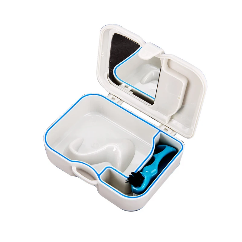 

Travel Denture Box Case Dental False Teeth Rinsing Drying Compact Leak-proof Storage Container Fake Teeth Holder Basket