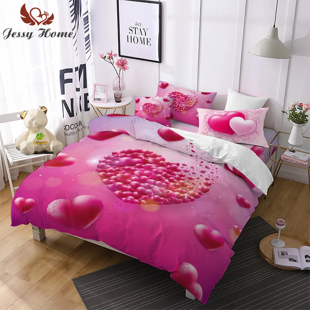 Valentine's Gift 3pcs Lovers Bed Linens Flower Bedding Set US/AU/RU