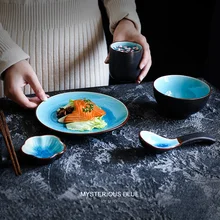 Керамическая пиала для риса хрустящий глазурованный набор посуды чайная чашка столовая тарелка Настольный набор отельные принадлежности