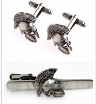 

Retro Sparta Helmet Cufflinks And Tie Clip Set Cuff Links + Tie Clip Set Button And Tie Pin Bars Men's Gift Fashion Jewelry 5set