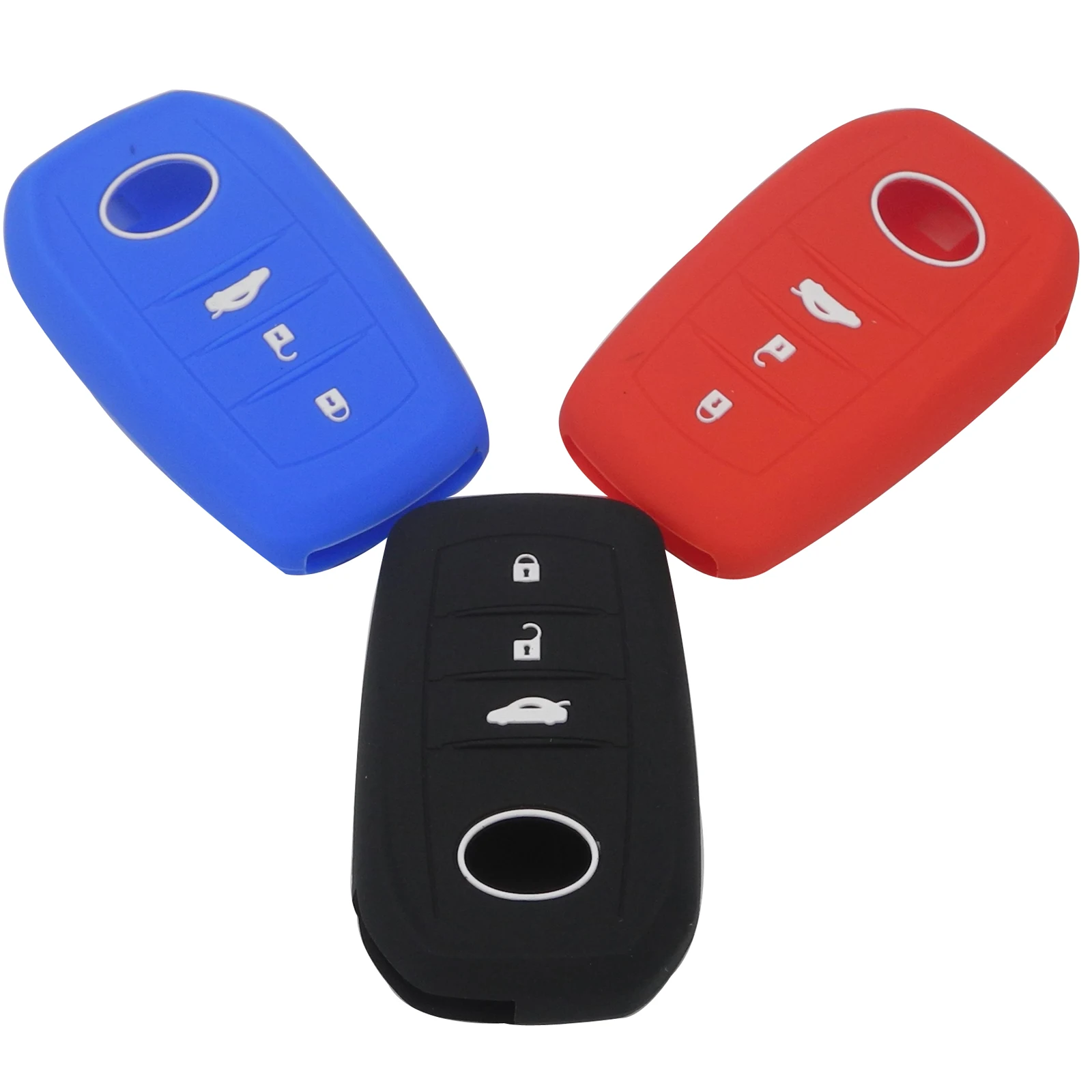 

jingyuqin 3 Buttons Silicone Remote Car Key Case Cover for Toyota Corolla Camry RAV4 2014 2015 Car-styling