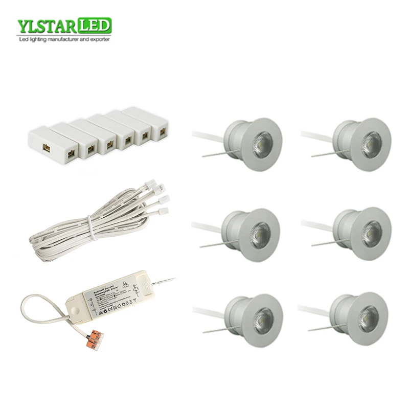 

YLSTAR New design AC85-265V recessed 6x4W mini Led Spotlight set Cabinet Spot Light for Ceiling Recessed Lamp 2 year warranty