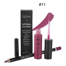 Qibest Makeup Set 16 Colors Lip Gloss + 16 Colors Pencil Waterproof Long-lasting 2pcs
