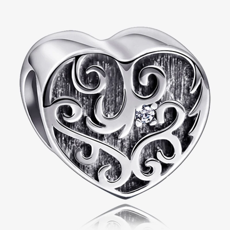 Strollgirl New Collection Romantic 925 Sterling Silver Love Heart Charm Beads Fit Original Pandora Bracelet Jewelry Accessories - Цвет: StrollGirlP6102