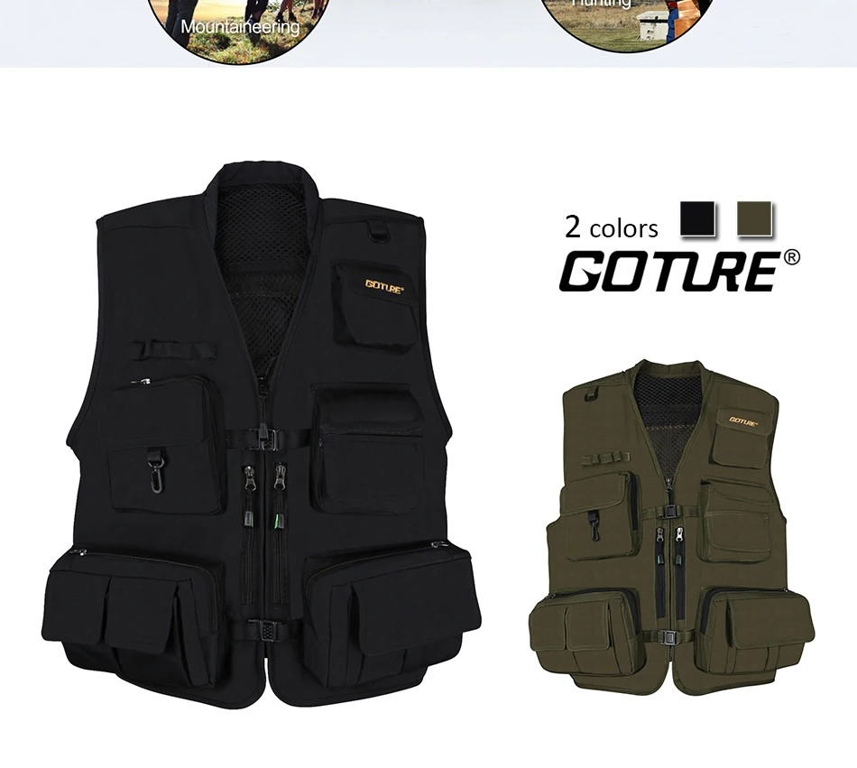 Colete de Segurança Multifuncional para Esportes ao ar Colete com Bolsos de 15 Jaquetas Goture Pesca Livre Tamanho l xl Xxl 3 Coletes de pesca