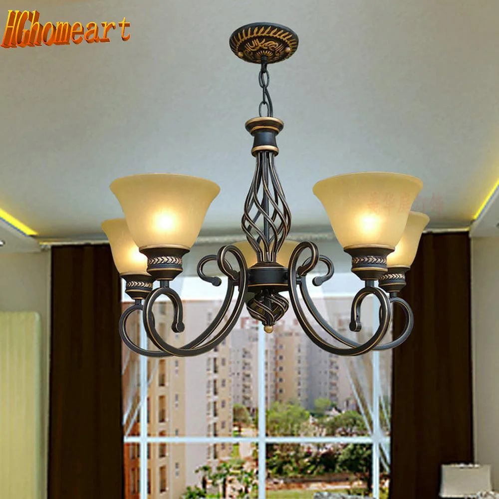 

American Retro Style Iron 5 Head Vintage Chandelier Led Country Style Lighting 110V-220V Loft Lamp Iron Chandeliers China