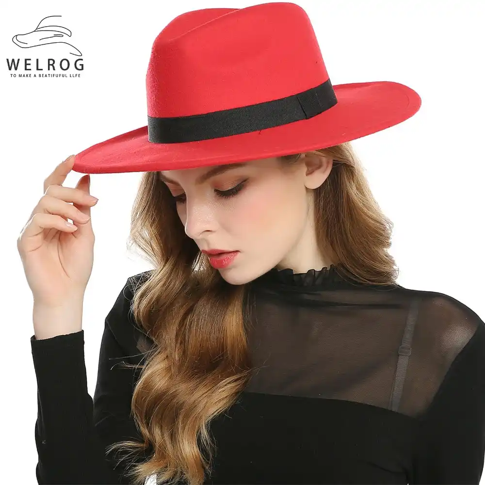 Red felt hat womens Clearance