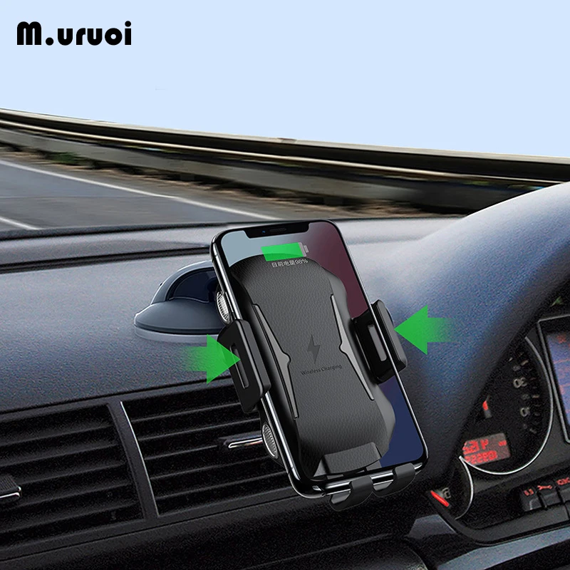M.uruoi Car Mount Qi Wireless Charger Electromagnetic Induction Charging Holder Stand For Samsung iPhone 10W Fast | Мобильные