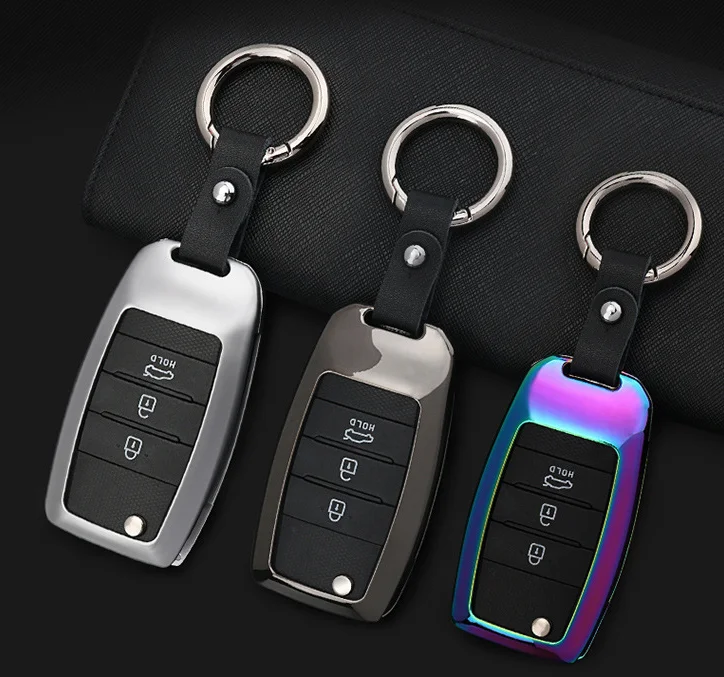 Алюминиевый сплав + кожаный чехол для автомобильного ключа Kia Rio Soul Optima K2 K3 K5 K7 Niro