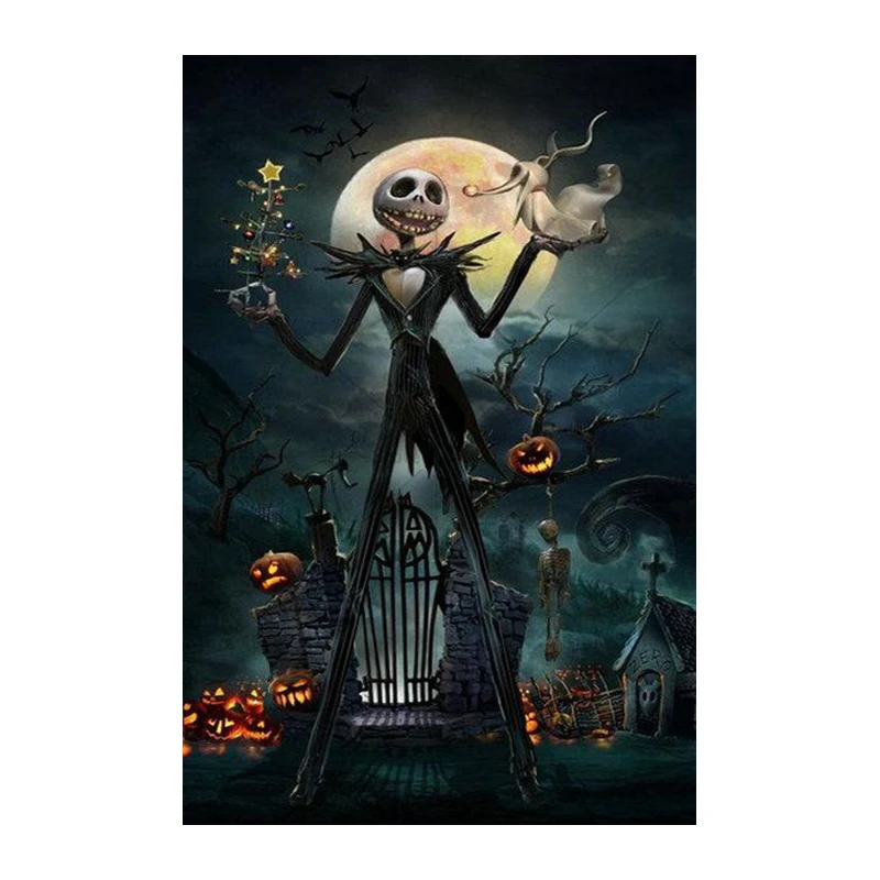 5D DIY Diamond embroidery Cross stitch Halloween Full Round Diamond painting Black skull Full Square Diamond mosaic pumpkin 11