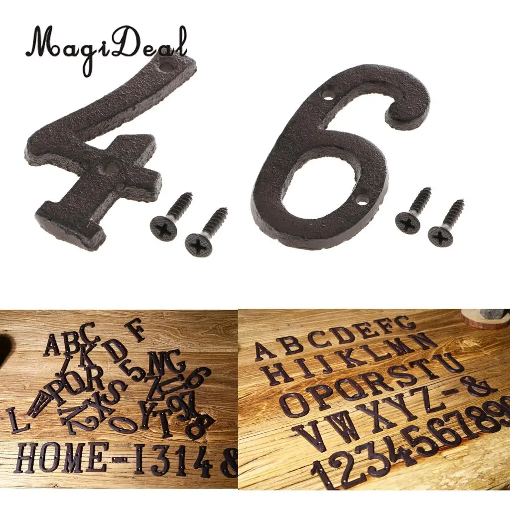 2pcs Rustic House Office Door Plaque Address Arabic Number Digit Plate Sign Plaque 4 6