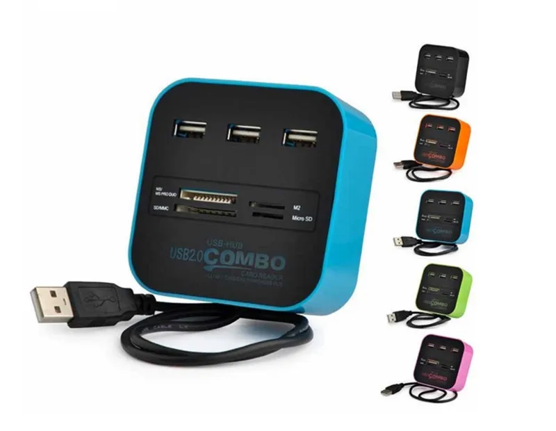Micro USB Hub 2 0 3 порта + устройство для чтения карт SD TF слот - Цена: 22 335,05 руб. / набор