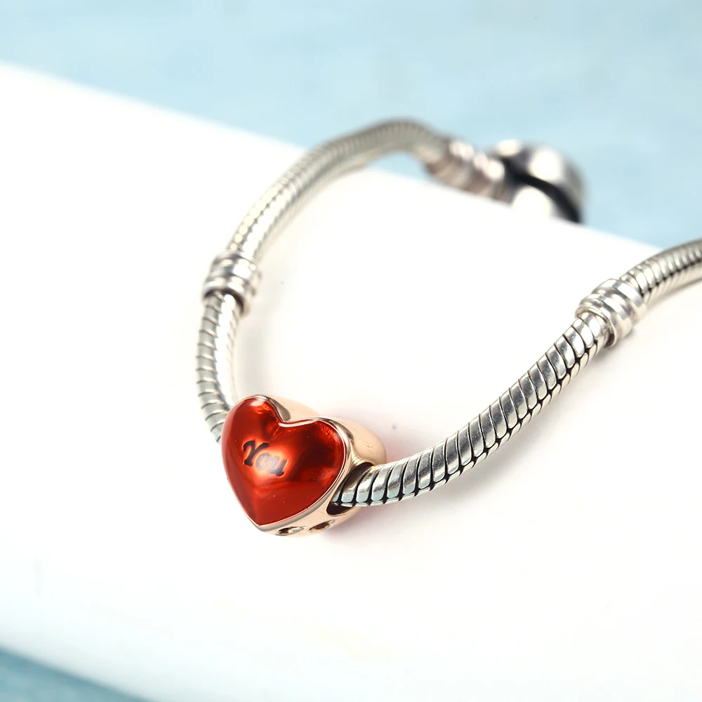 RainMarch Fits Pandora Charms Bracelets Original 925 Silver Charms Wholesale Red Heart Beads Women Jewelry Making Dropshipping (3)