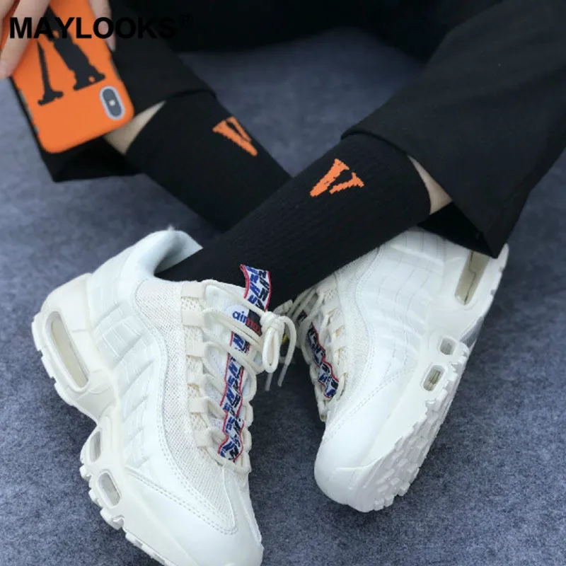 Maylook Tide V word black orange high street hip hop tide FRIENDS Носки трубы с надписью W61|Мужские носки| |