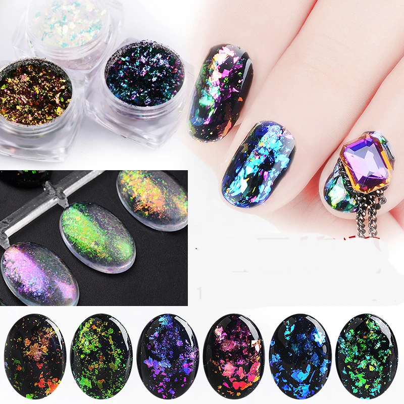 

Brocade Aluminum Nail Flakes Sequins Powder Magic Mirror Glitters Gold Silver Red Colors Irregular Pigment Nail Decoration
