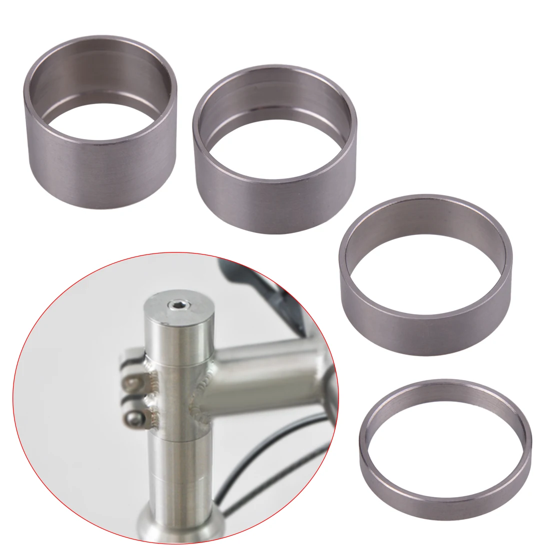 LETAOSK 4pcs/Set Tungsten Alloy 5/10/15/20mm Spacer Mountain Bike Headset Washer Front Stem for