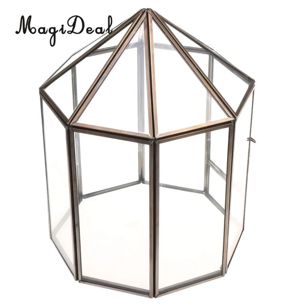 MagiDeal Geometric Terrarium Metal Faceted Succulent Plants Air Planter Anti Brass