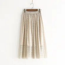 LZQ117-0663 Осень Корейская юбка эластичная талия кружевная юбка модная женская черная юбка средней длины юбка белого цвета