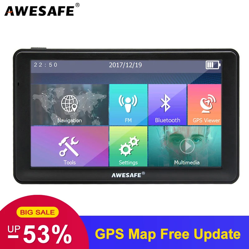 AWESAFE 7 дюймов gps навигатор для машины навигации Bluetooth AVIN 3D бесплатное обновление