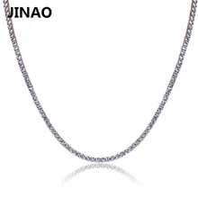 Jinao ouro/rosa/prata-cor iced para fora corrente hip hop cobre micro pave cz stone2.5-10mm colar de corrente de tênis